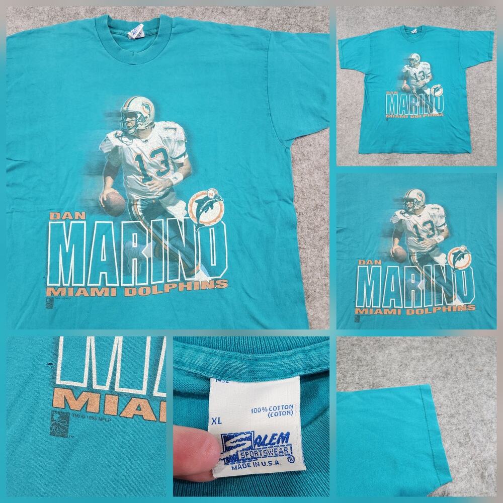 VTG 90s Miami Dolphins Dan Marino Mens XL NFLβ Football Graphic T Shirt Salem
